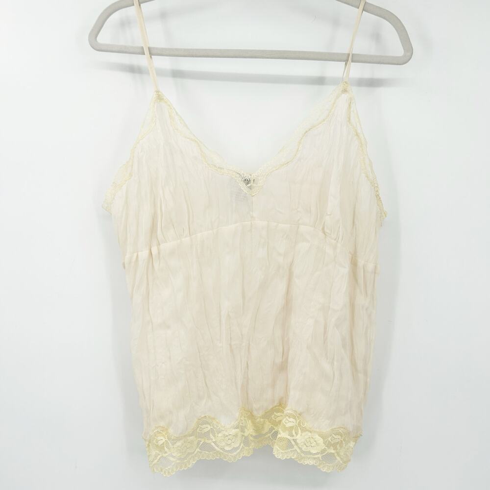Allison Taylor Womens VTG Vintage Y2K Coquette Lace‎ Trim Cami Top Size XL Cream